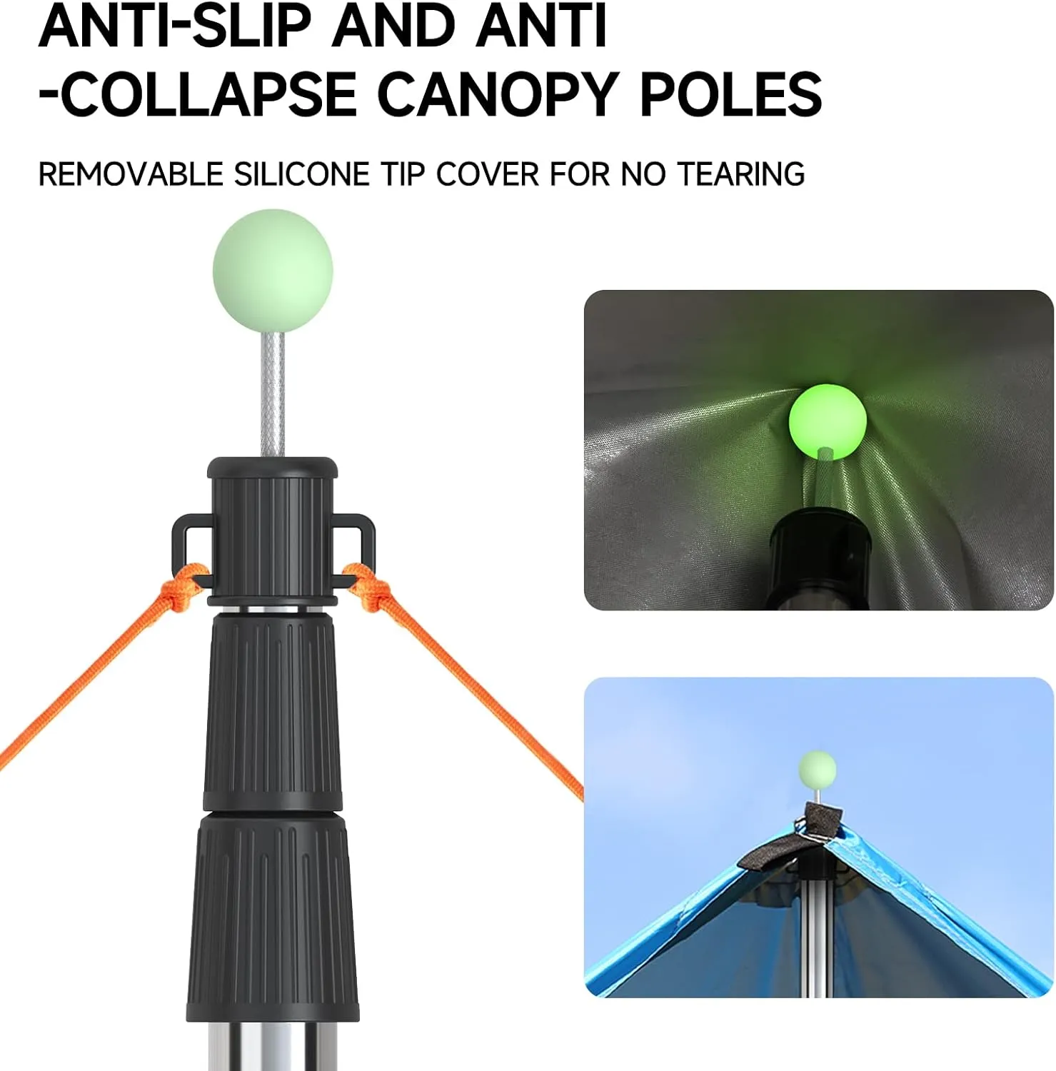 SANLIKE Telescoping Tarp Pole Heavy Duty Tent Poles, 33"-86.6"/94" Thickened Tube Collapsible Stainless Steel Canopy Poles for Camping Backpacking Hiking Awning Sun Sails Outdoor Sports, Set of 2