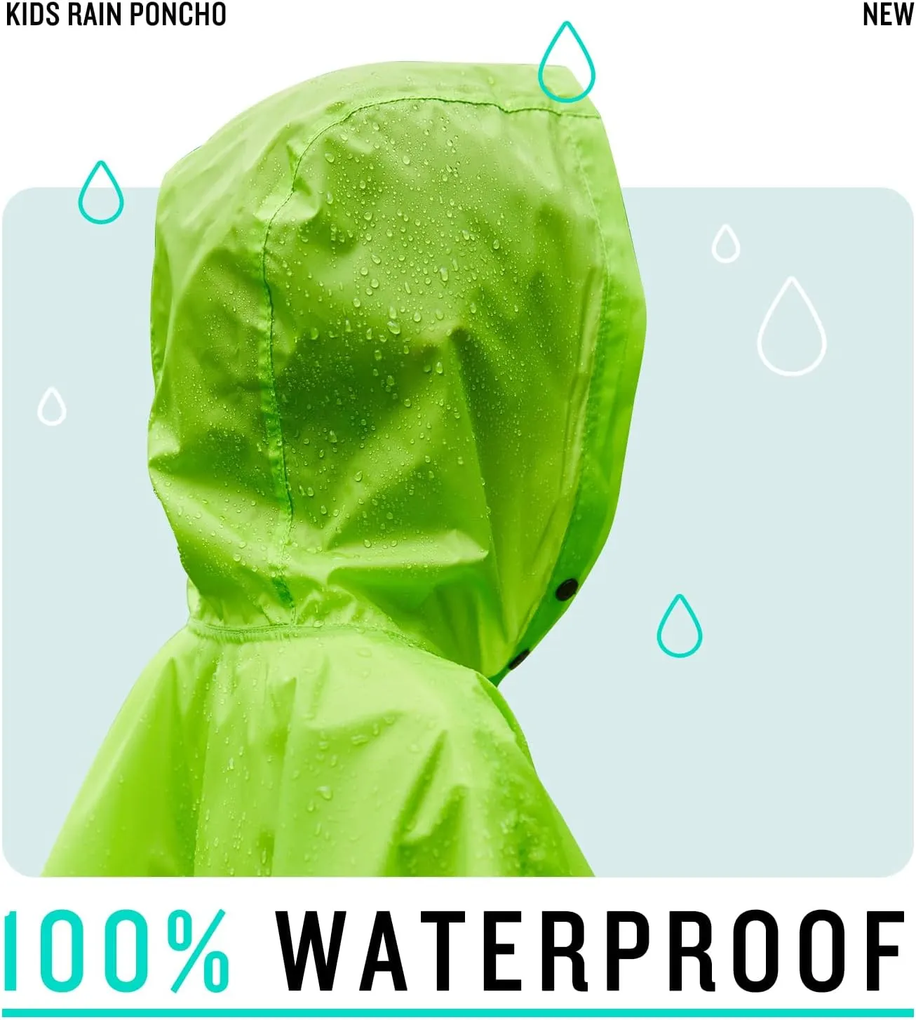 SaphiRose Lightweight Kids Rain Poncho Jacket Waterproof Outwear Rain Coat