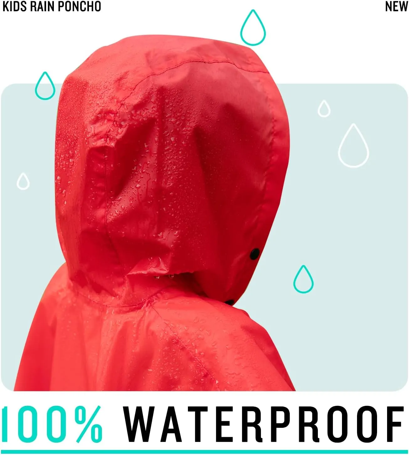 SaphiRose Lightweight Kids Rain Poncho Jacket Waterproof Outwear Rain Coat