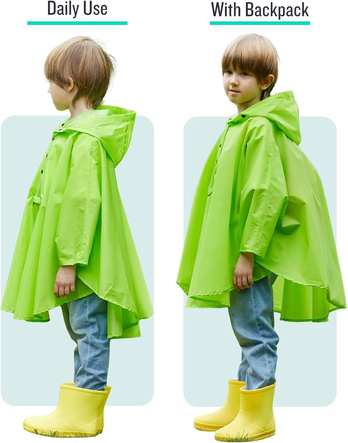 SaphiRose Lightweight Kids Rain Poncho Jacket Waterproof Outwear Rain Coat
