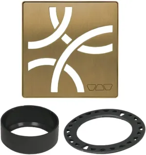 Schluter Kerdi-Drain Grate Kit with Integrated Slope Bonding Flange - Ideal for Bathroom or Wet Rooms - 4" BR Vintage Gold Curve, Adjustable - KDIF4GRKEBVGD6