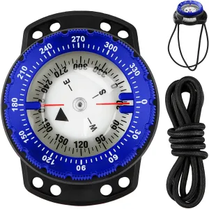 Scuba Dive Compass, Waterproof 5ATM Marine Navigation Wrist Compass with Bungee Mount and Cord, Glow in The Dark for Underwater Diving, Sailing, Camping, Kayaking, Hiking