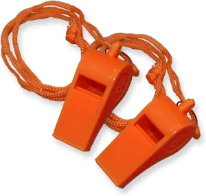 SE Lot of 50 Plastic Whistle with Lanyard for Emergency Survival Marine Safety etc.
