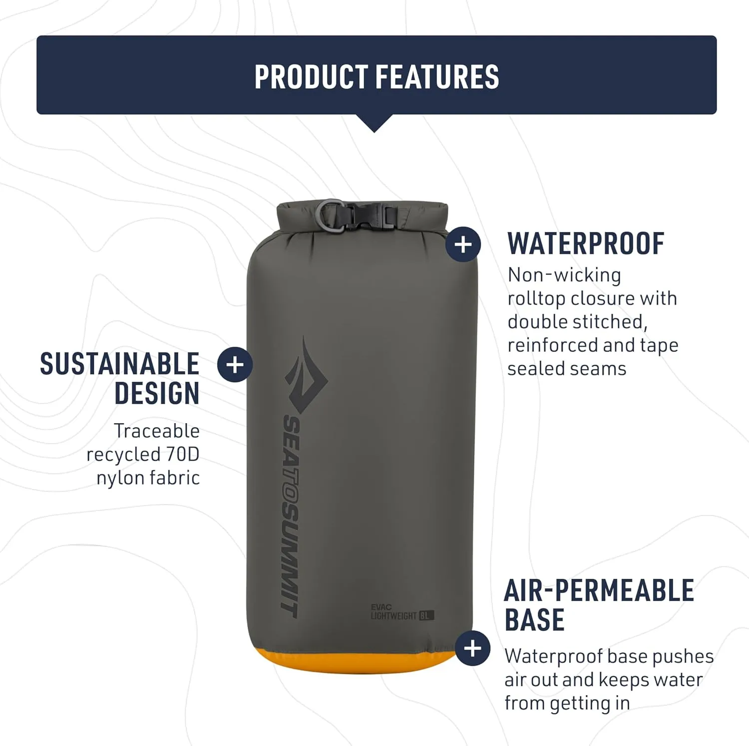 Sea to Summit eVac Dry Bag, Roll-Top Compression Sack, 5 Liter, Beluga Black