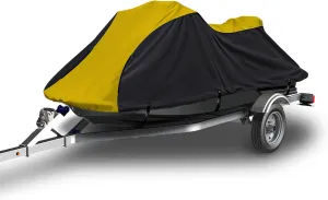 Seal Skin Covers Heavy Duty Jet Ski Cover Marine Grade Waterproof UV Resistant PWC Cover for 2 Seater Compatible with Yamaha Sea-Doo Kawasaki fits 116"-125"