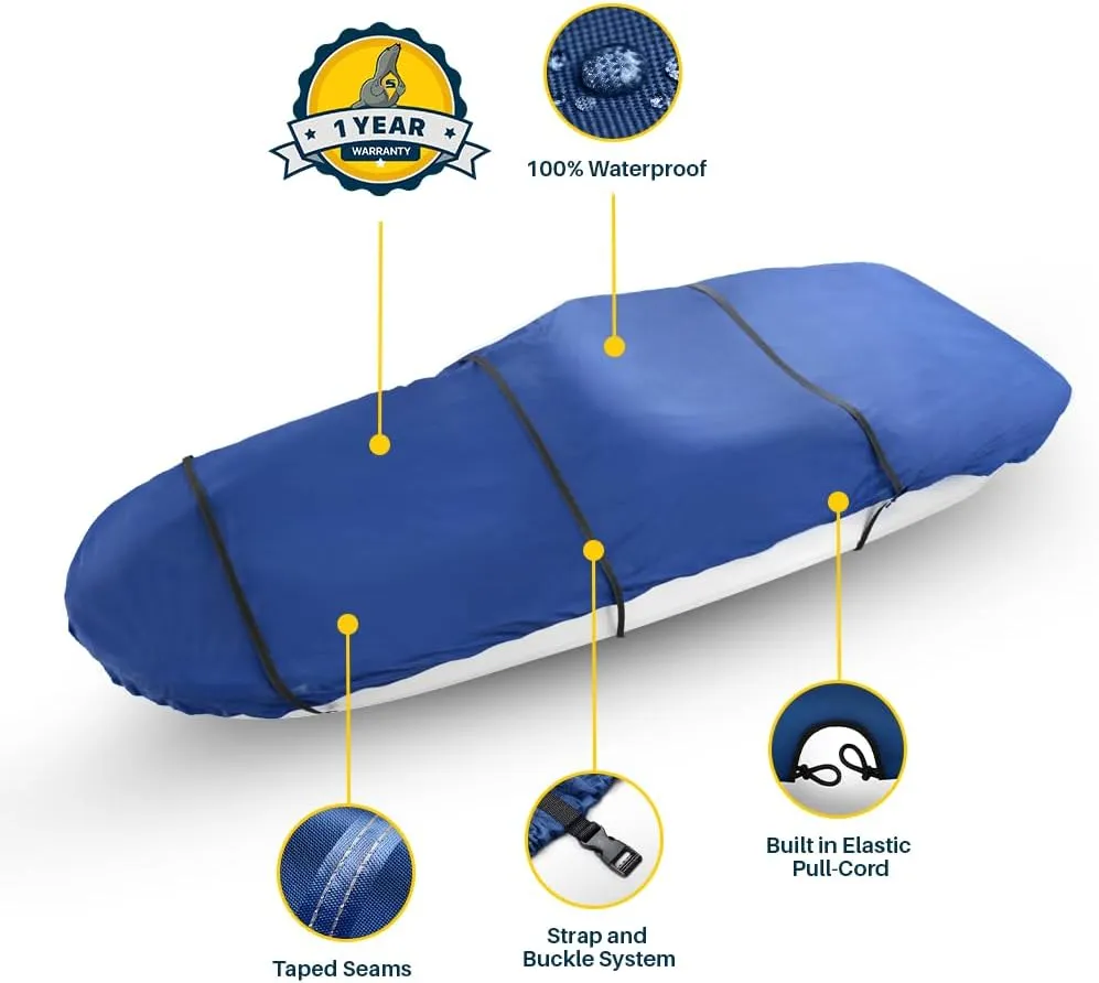 Seal Skin Covers Waterproof Deck Boat Cover, Heavy-Duty Marine-Grade Fabric, Fits 20'-21' L & Up to 102” W, All-Weather Protection, Perfect for Mooring, Towing & Trailering
