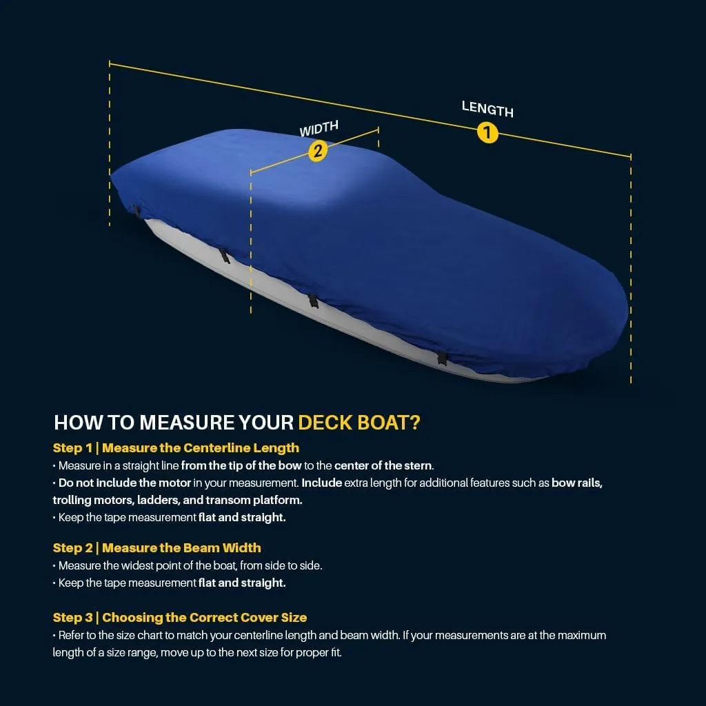 Seal Skin Covers Waterproof Deck Boat Cover, Heavy-Duty Marine-Grade Fabric, Fits 20'-21' L & Up to 102” W, All-Weather Protection, Perfect for Mooring, Towing & Trailering