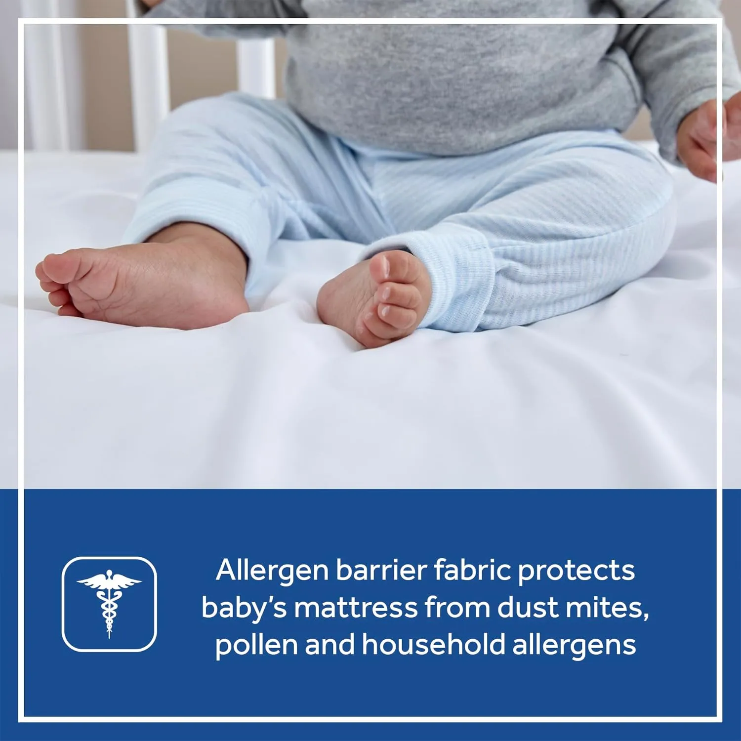 Sealy Baby Allergy Protection Plus Fitted Waterproof Infant Crib Mattress Protector Pad and Toddler Bed Cover, Durable & Comfortable Topper, Machine Washable and Dryer Friendly, 52” x 28”- White