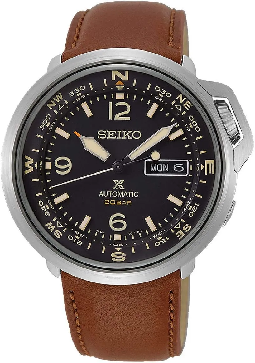 SEIKO Prospex Automatic 20 Bar Land Series Compass Brown Leather Sports Watch SRPD31K1
