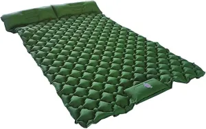 Self Inflating Double Camping Mat with Foot Pump, 2 People Ultralight Portable Camping Sleeping Mat with Pillow, Waterproof Folding Camp Roll Pad for Backpacking, Hiking, and Traveling