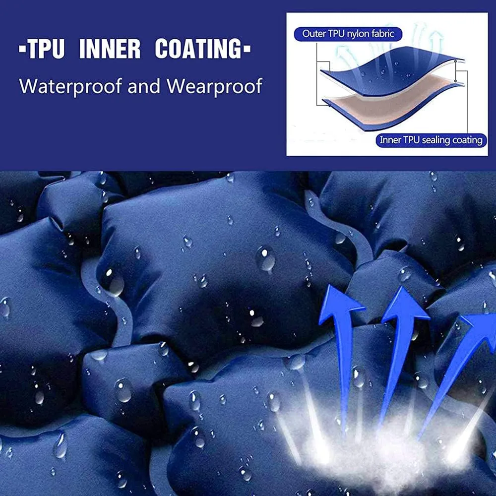 Self Inflating Double Camping Mat with Foot Pump, 2 People Ultralight Portable Camping Sleeping Mat with Pillow, Waterproof Folding Camp Roll Pad for Backpacking, Hiking, and Traveling