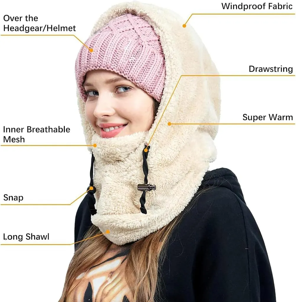 Sherpa Hood Ski Mask, Wildson Sherpa Hood, Sherpa Hood High Polar Velvet Ski Mask, Winter Balaclava for Cold Windproof