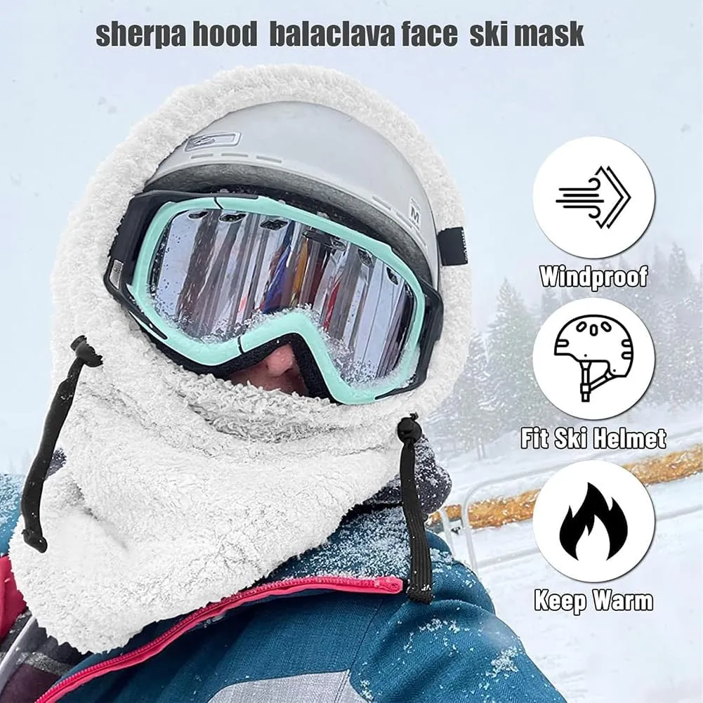 Sherpa Hood Ski Mask, Wildson Sherpa Hood, Sherpa Hood High Polar Velvet Ski Mask, Winter Balaclava for Cold Windproof