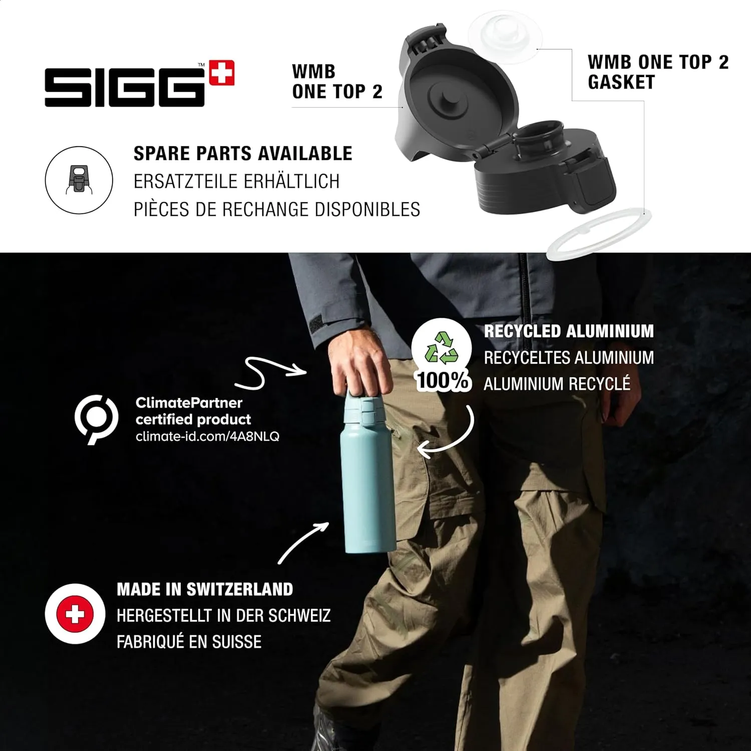 SIGG - Aluminum Water Bottle - WMB Pathfinder Black - ClimatePartner Certified - Suitable for Carbonated Beverages - Leakproof & Lightweight - BPA Free - Black - 25 Oz