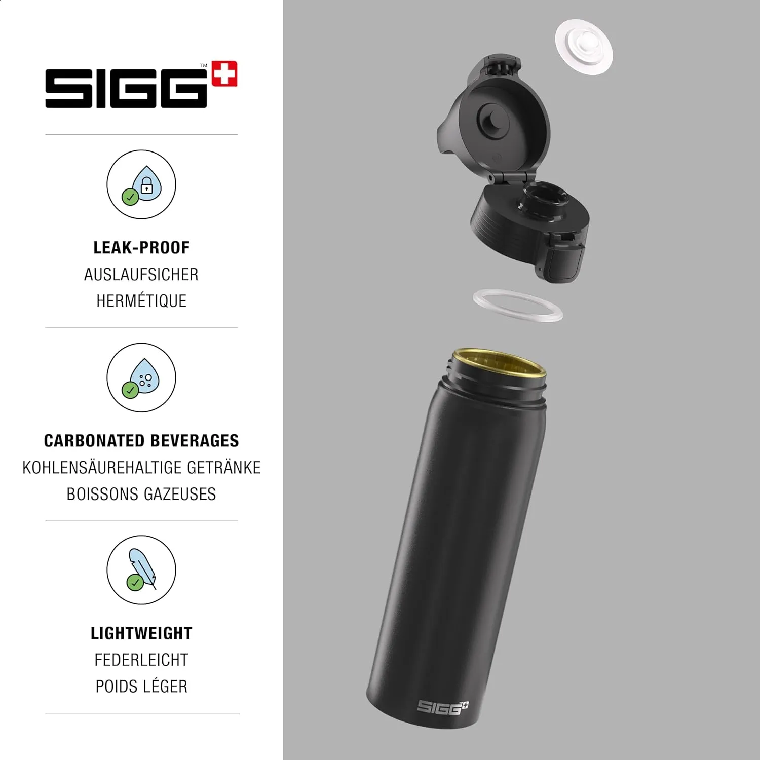 SIGG - Aluminum Water Bottle - WMB Pathfinder Black - ClimatePartner Certified - Suitable for Carbonated Beverages - Leakproof & Lightweight - BPA Free - Black - 25 Oz