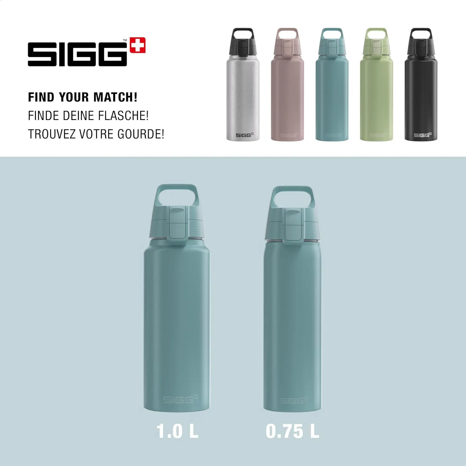 SIGG - Aluminum Water Bottle - WMB Pathfinder Morning Blue - ClimatePartner Certified - Suitable for Carbonated Beverages - Leakproof & Lightweight - BPA Free - Blue - 1.0 L
