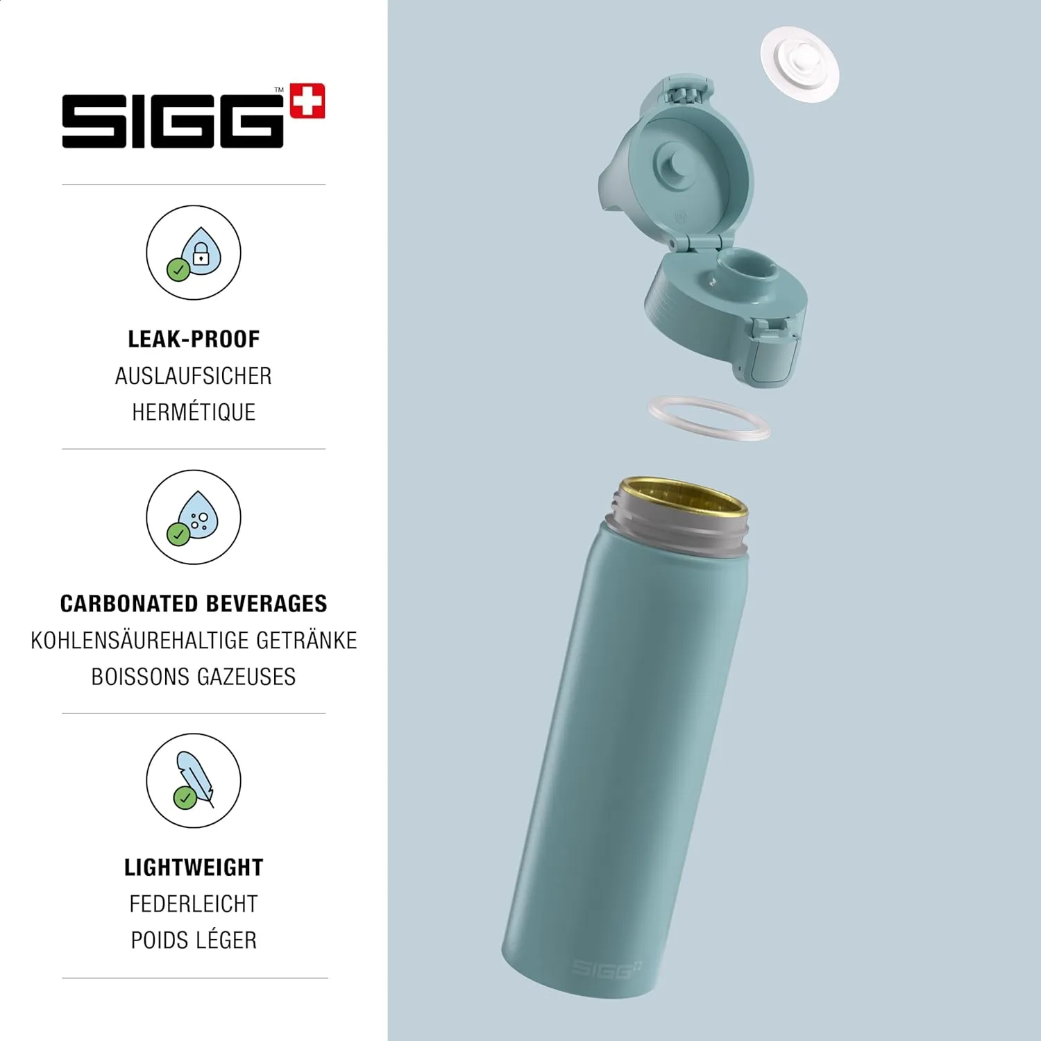 SIGG - Aluminum Water Bottle - WMB Pathfinder Morning Blue - ClimatePartner Certified - Suitable for Carbonated Beverages - Leakproof & Lightweight - BPA Free - Blue - 25 Oz