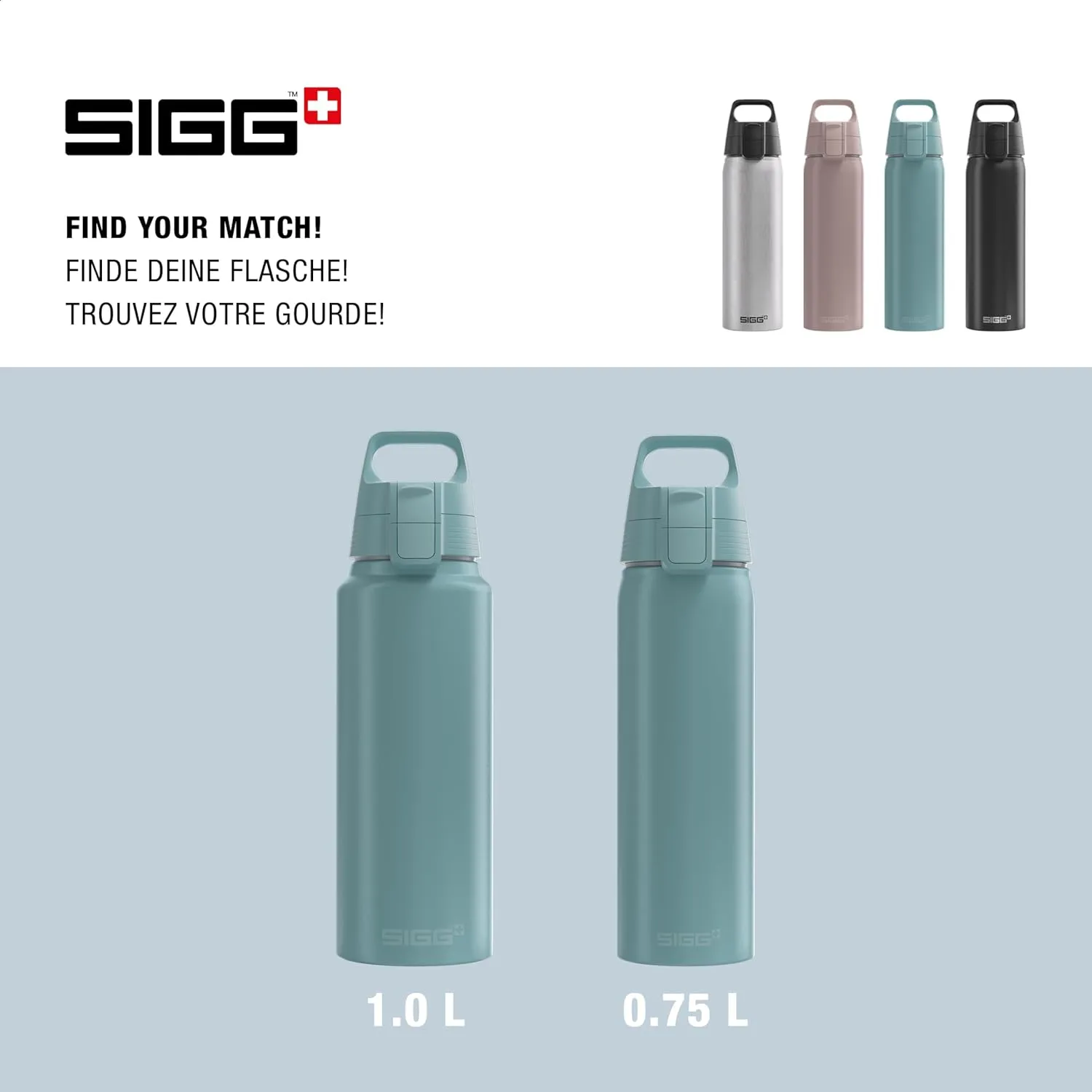 SIGG - Aluminum Water Bottle - WMB Pathfinder Morning Blue - ClimatePartner Certified - Suitable for Carbonated Beverages - Leakproof & Lightweight - BPA Free - Blue - 25 Oz