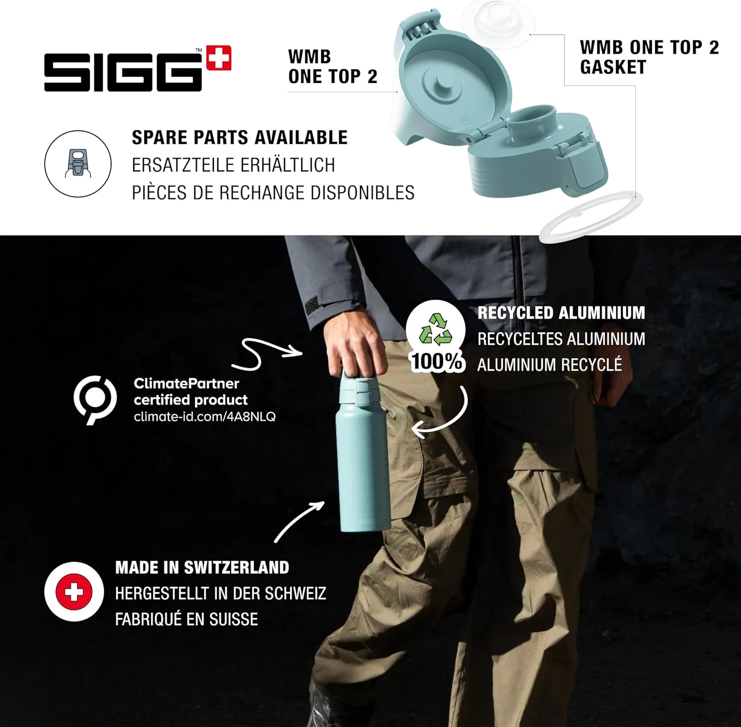 SIGG - Aluminum Water Bottle - WMB Pathfinder Morning Blue - ClimatePartner Certified - Suitable for Carbonated Beverages - Leakproof & Lightweight - BPA Free - Blue - 25 Oz
