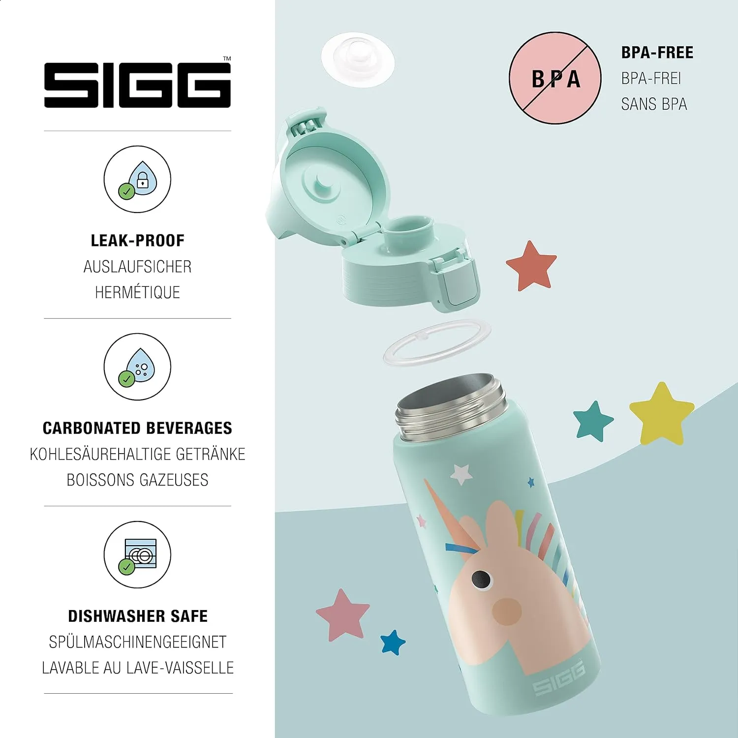 SIGG - Insulated Kids Bottle - Shield One Therm - For Carbonated Beverages - Dishwasher Safe - Stainless Steel - 17 Oz