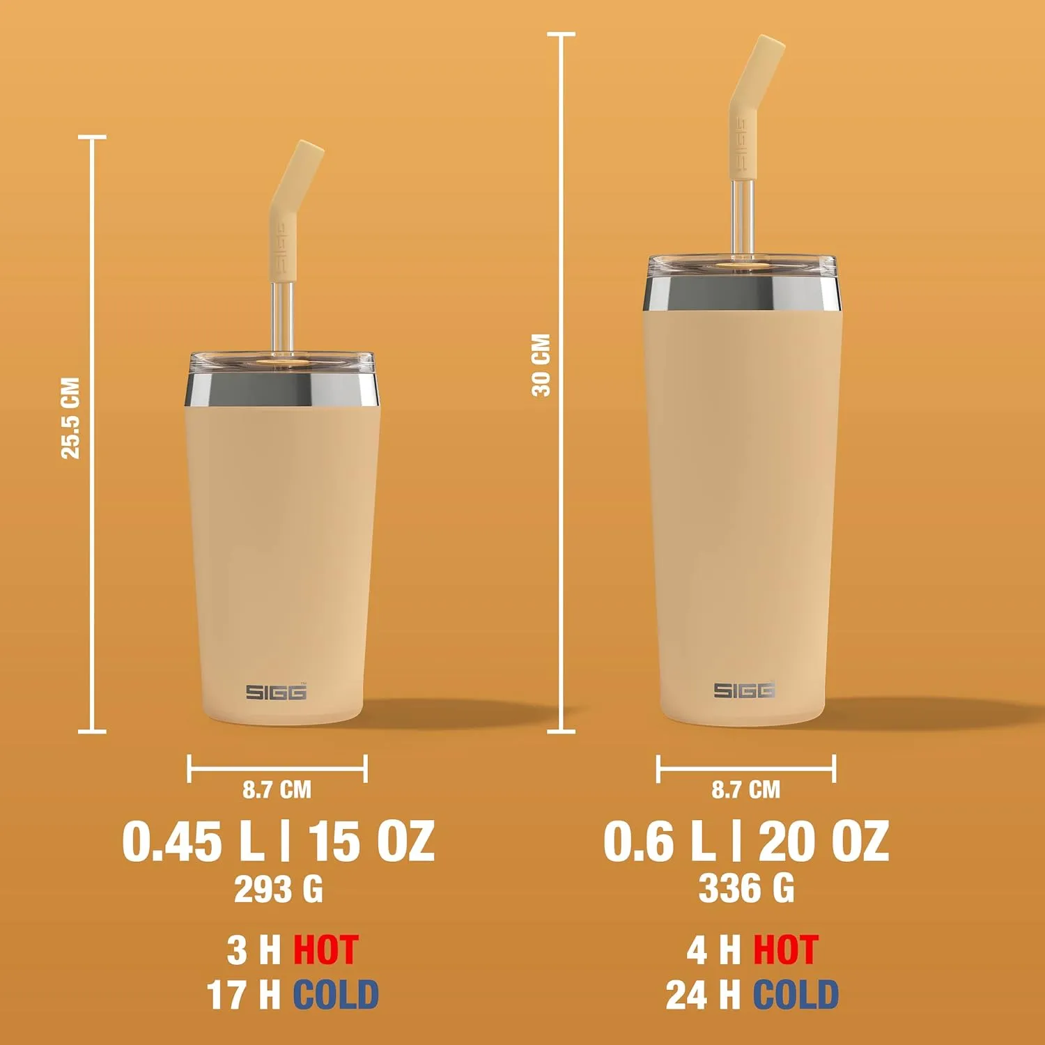 SIGG - Insulated Mug - Travel Mug Helia - With Durable Glass Straw & Cleaning Brush - Leakproof - BPA Free - 18/8 Stainless Steel - 15oz/20oz