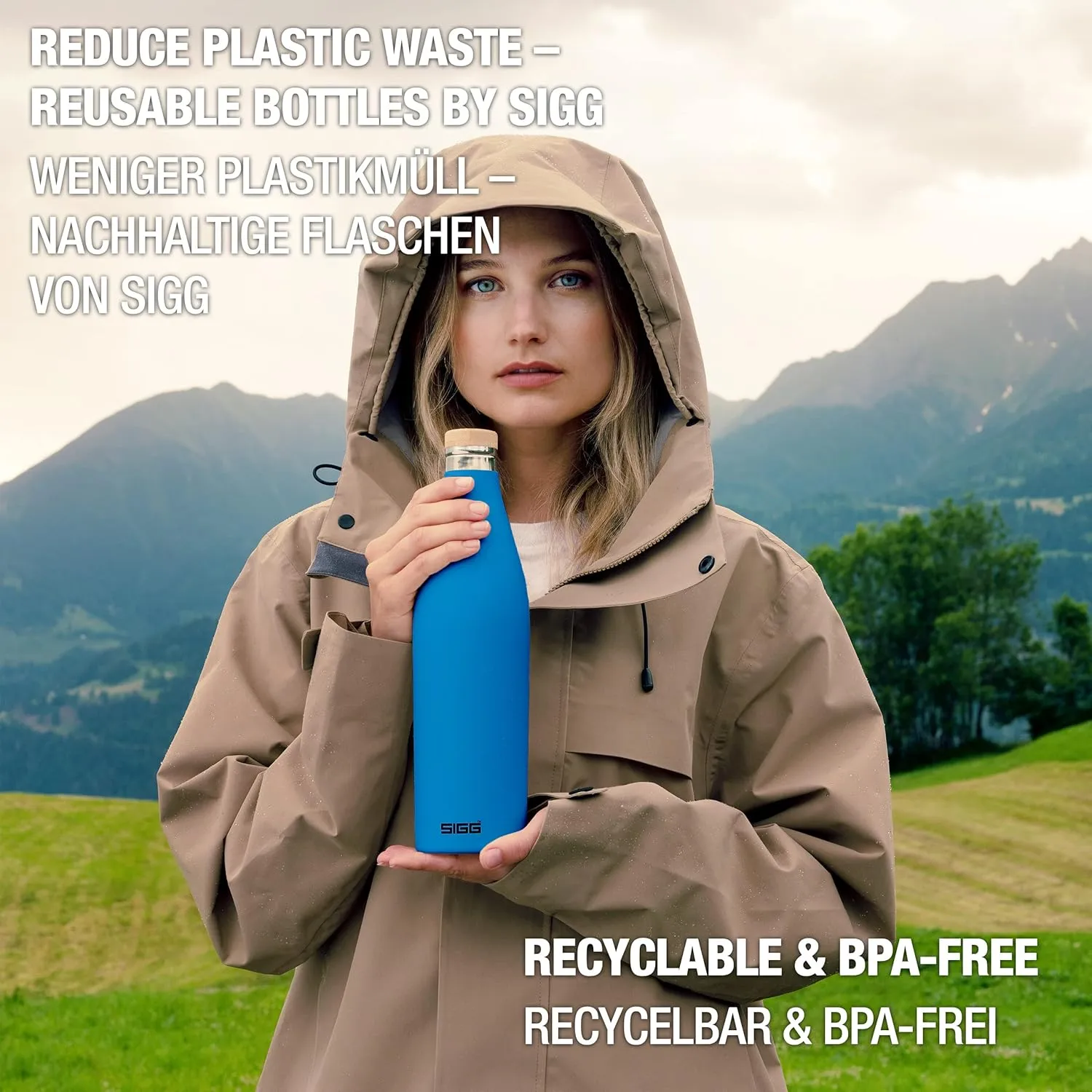 SIGG - Insulated Water Bottle - Meridian Electric Blue - Leakproof & Extra-Slim - BPA Free - Plastic Free - 18/8 Stainless Steel - Double Walled - Bamboo Screw Top - Blue - 17 Oz