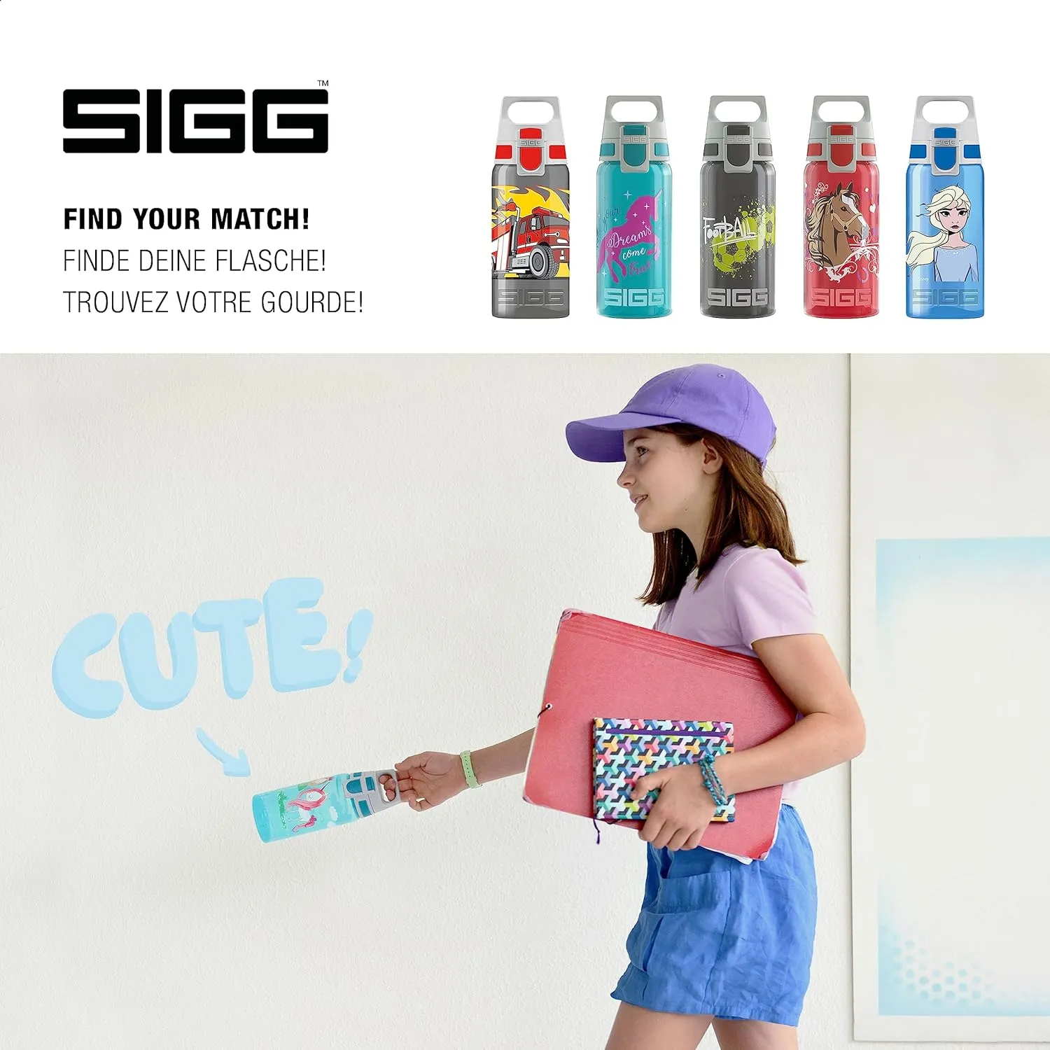 SIGG - Kids Water Bottle for School, Sports - VIVA ONE - Made in Germany - Dishwasher Safe - Carbonated Drinks - 17 Oz