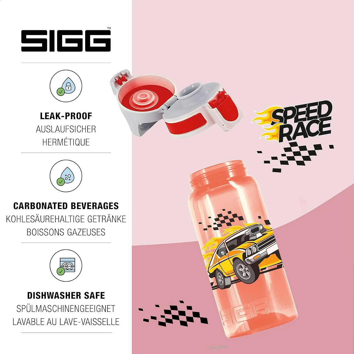 SIGG - Kids Water Bottle for School, Sports - VIVA ONE - Made in Germany - Dishwasher Safe - Carbonated Drinks - 17 Oz
