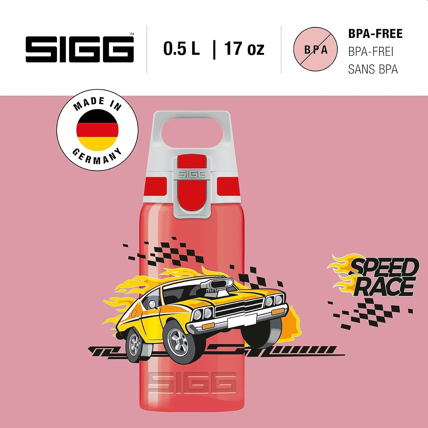SIGG - Kids Water Bottle for School, Sports - VIVA ONE - Made in Germany - Dishwasher Safe - Carbonated Drinks - 17 Oz