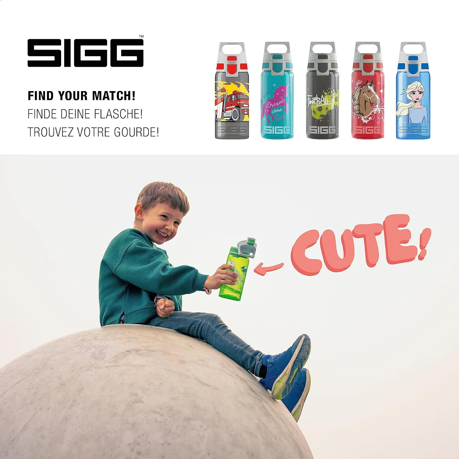 SIGG - Kids Water Bottle for School, Sports - VIVA ONE - Made in Germany - Dishwasher Safe - Carbonated Drinks - 17 Oz