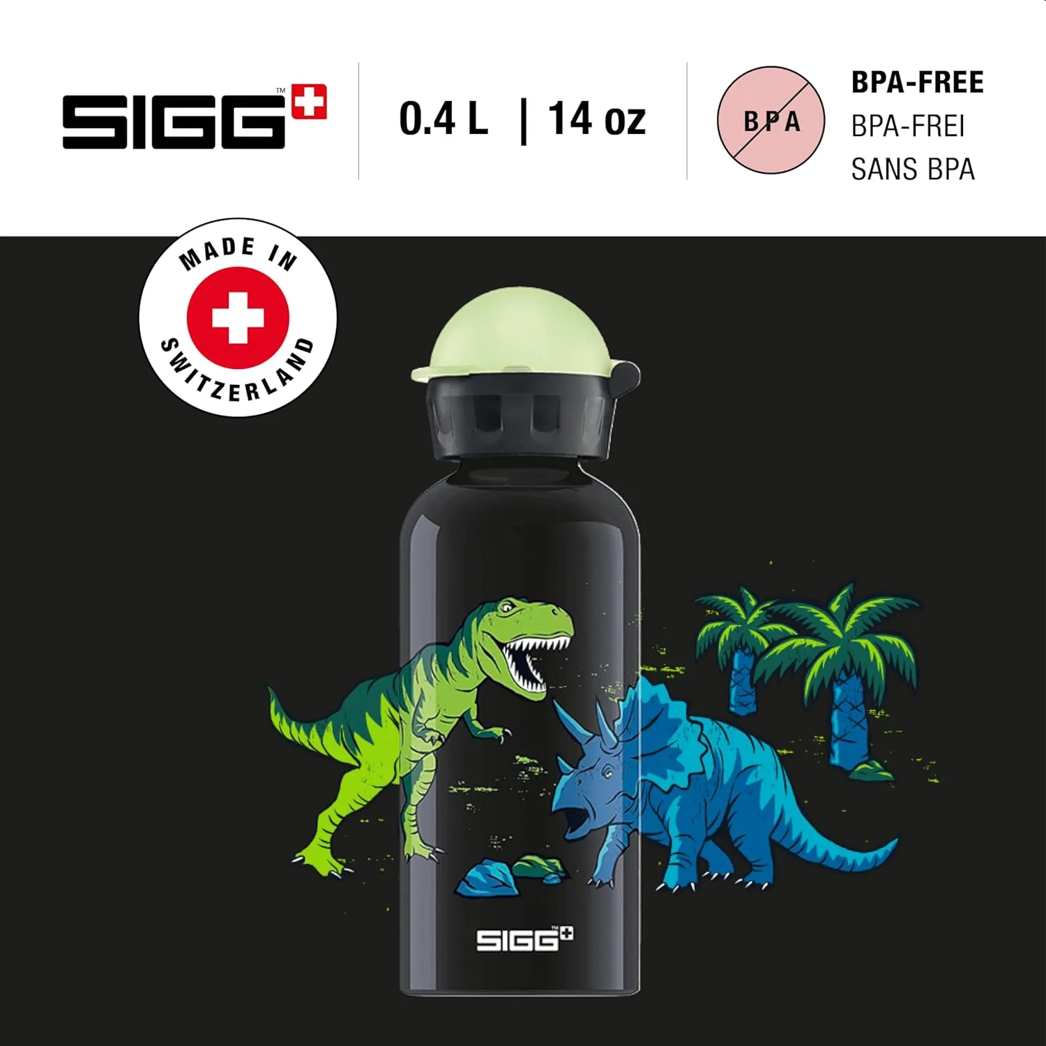 Sigg - Kids Water Bottle - KBT - Made in Switzerland - Neutral Taste - Leakproof - Lightweight - School, Sports - 14 Oz