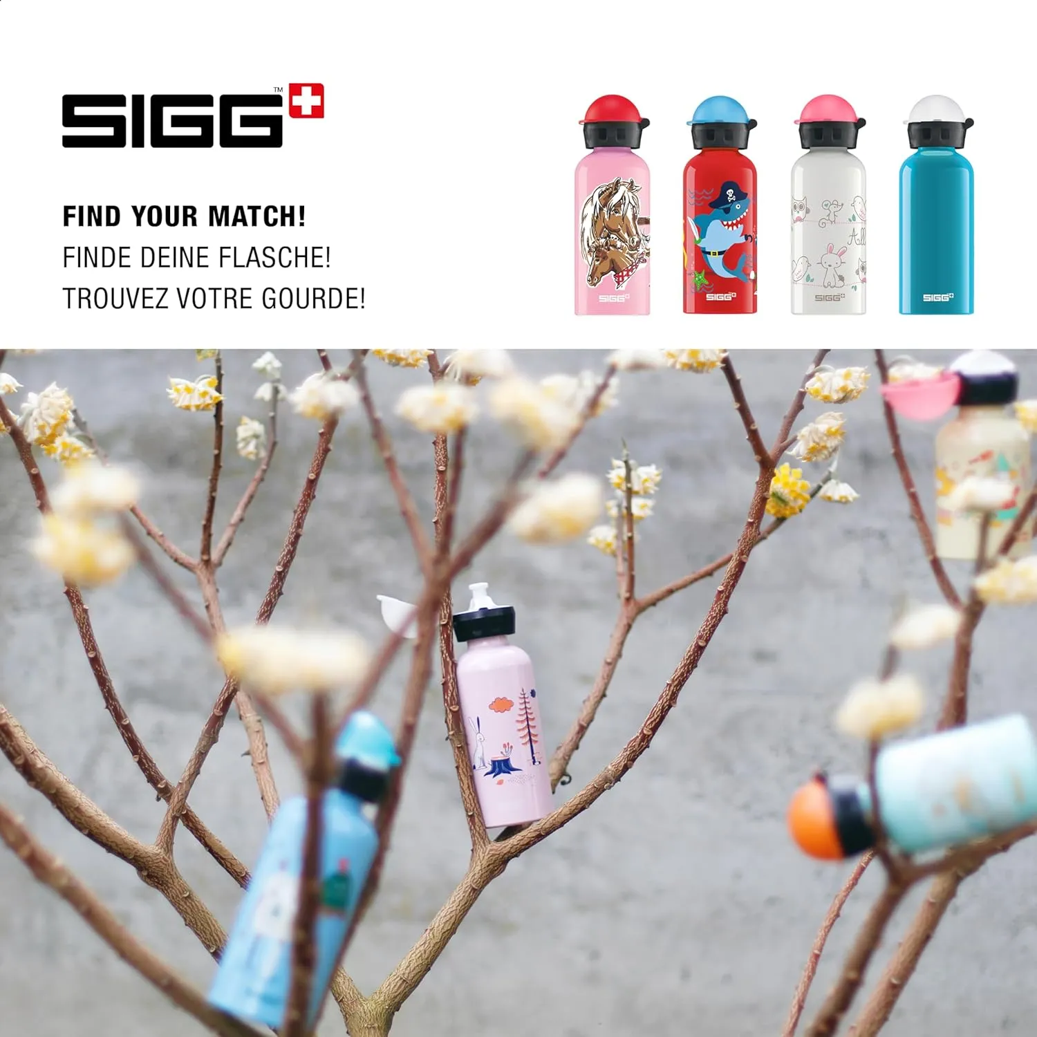 Sigg - Kids Water Bottle - KBT - Made in Switzerland - Neutral Taste - Leakproof - Lightweight - School, Sports - 14 Oz