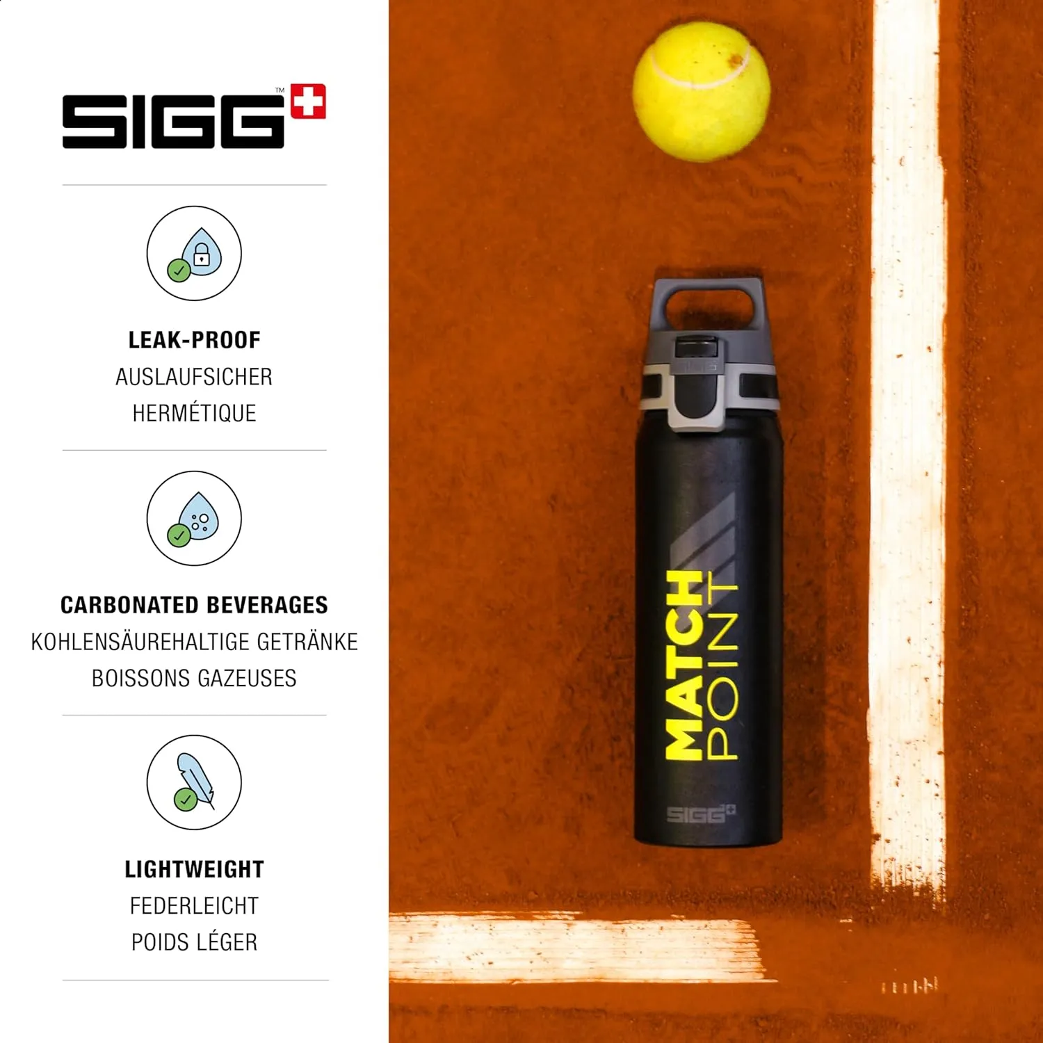 SIGG - Metal Water Bottle - WMB Pathfinder - Made in Switzerland - Carbonated Drinks - Wide Mouth - Lightweight - 34 Oz