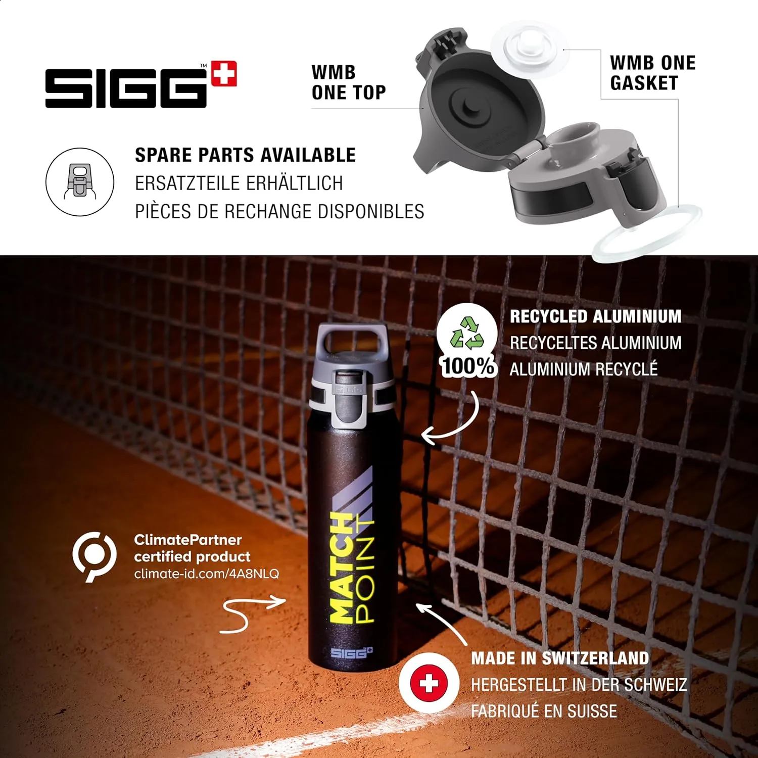 SIGG - Metal Water Bottle - WMB Pathfinder - Made in Switzerland - Carbonated Drinks - Wide Mouth - Lightweight - 34 Oz