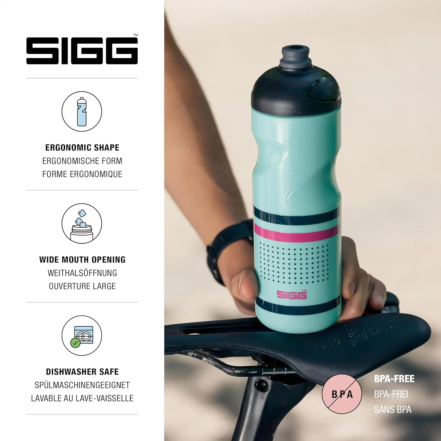 SIGG Pulsar Glacier Bike Water Bottle (0.75 L), Leakproof Cycling Bottle, Super Lightweight and BPA-Free Sports Bottle with SureSnap® Valve