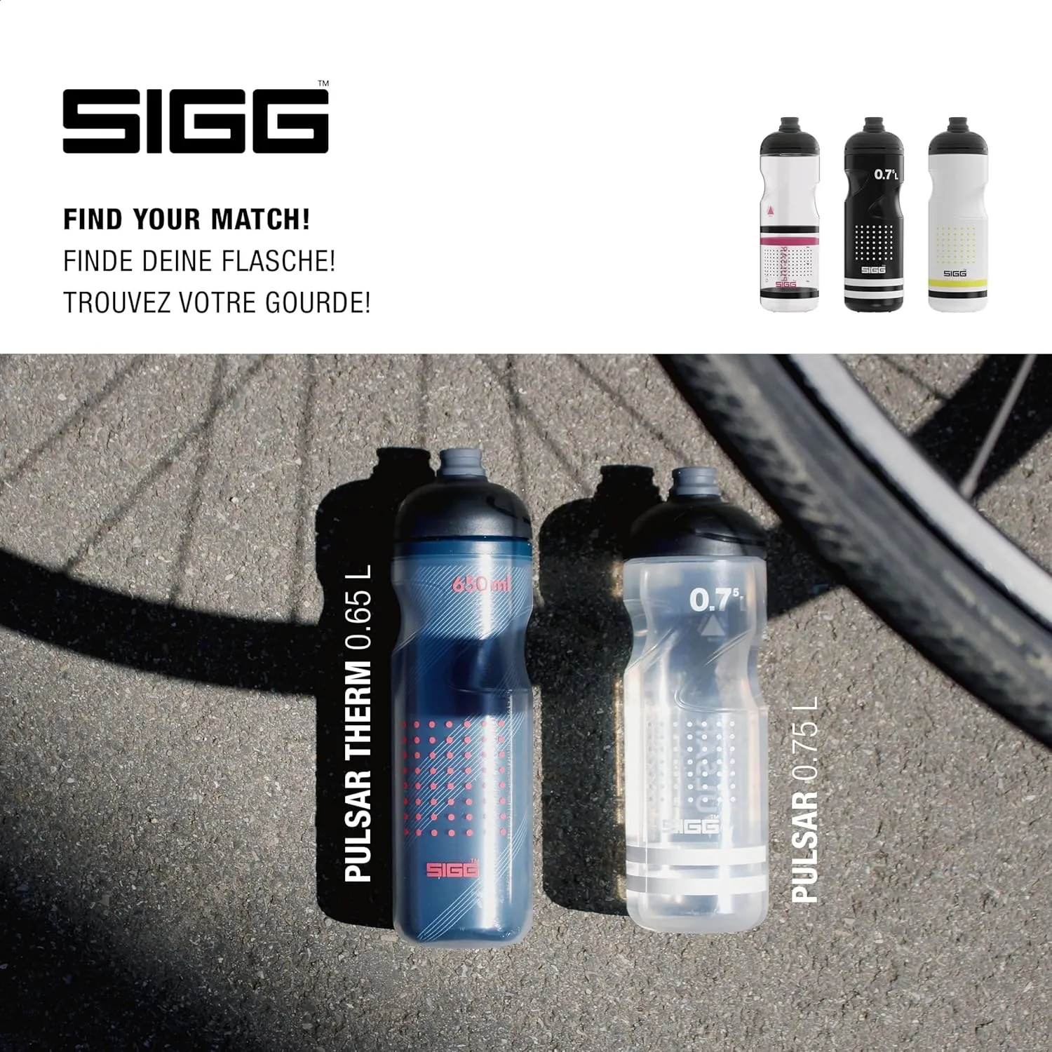 SIGG Pulsar Glacier Bike Water Bottle (0.75 L), Leakproof Cycling Bottle, Super Lightweight and BPA-Free Sports Bottle with SureSnap® Valve