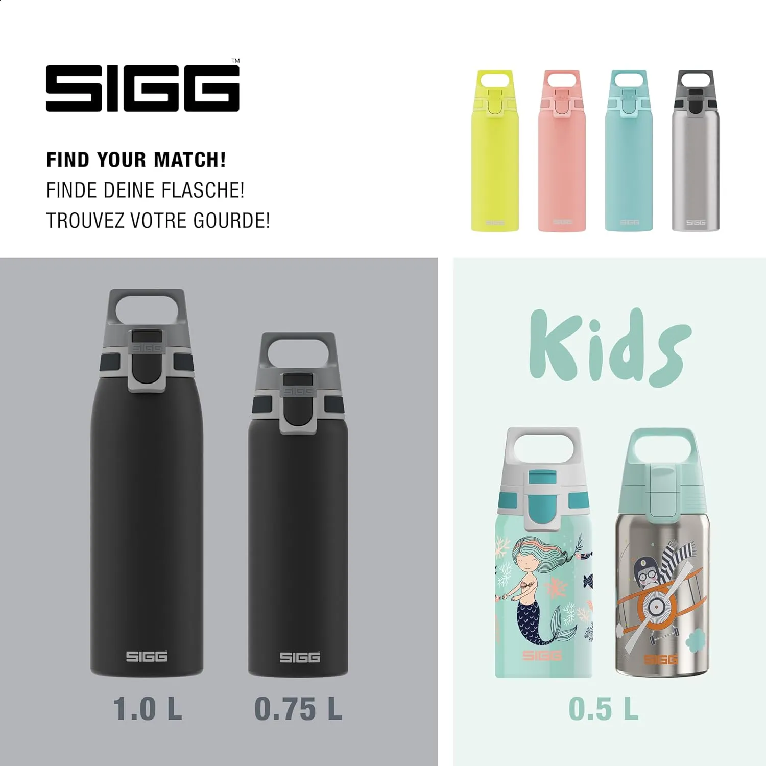SIGG - Reusable Water Bottle - Shield ONE - Leakproof - Recyclable - BPA Free - Black - 25 Oz