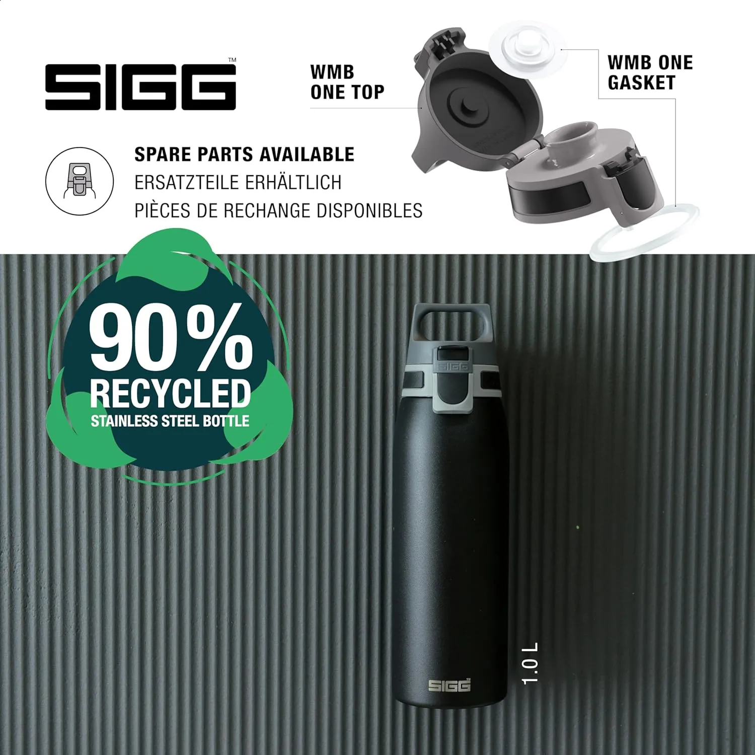 SIGG - Reusable Water Bottle - Shield ONE - Leakproof - Recyclable - BPA Free - Black - 25 Oz