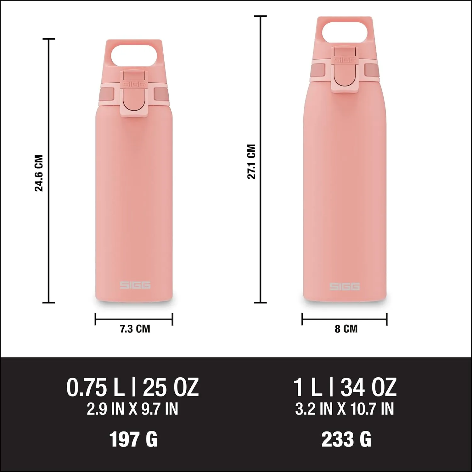 SIGG - Reusable Water Bottle - Shield ONE - Leakproof - Recyclable - BPA Free - Shy Pink - 34 Oz
