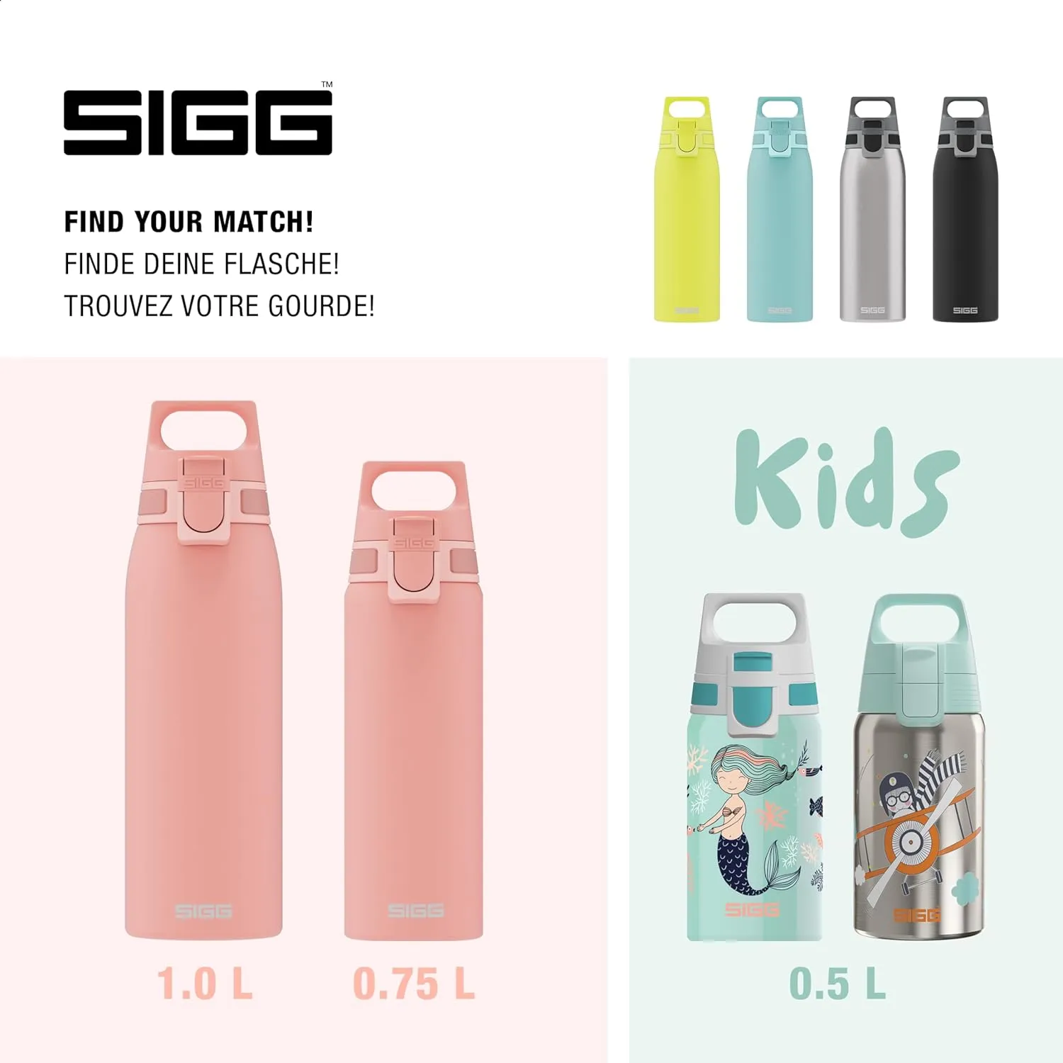 SIGG - Reusable Water Bottle - Shield ONE - Leakproof - Recyclable - BPA Free - Shy Pink - 34 Oz