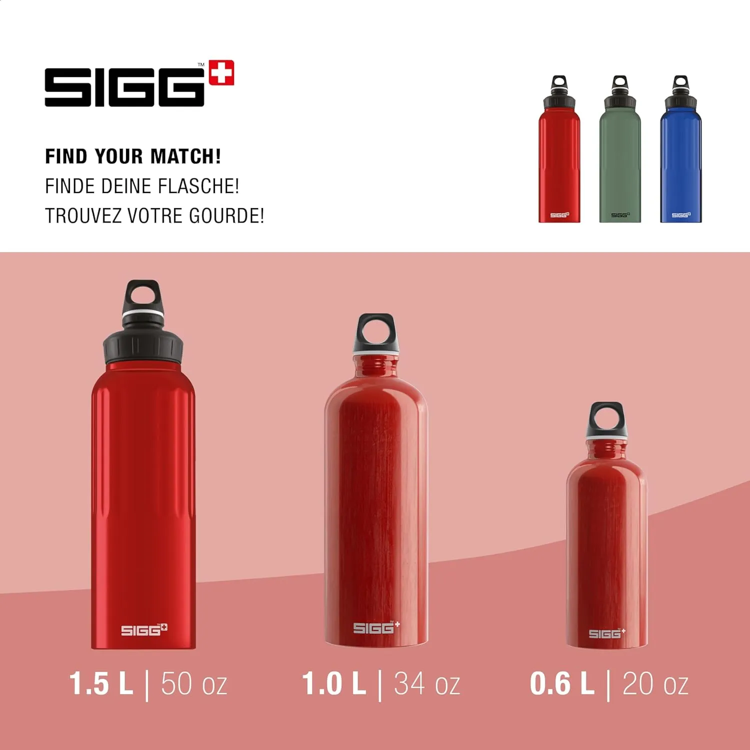 SIGG - Reusable Water Bottle - WMB Traveller Red 51 Oz - Made in Switzerland - Carbonated Drinks - Lightweight - Leak Proof - BPA-Free - Climate Neutral Certified - For Sports, Outdoor, Travel