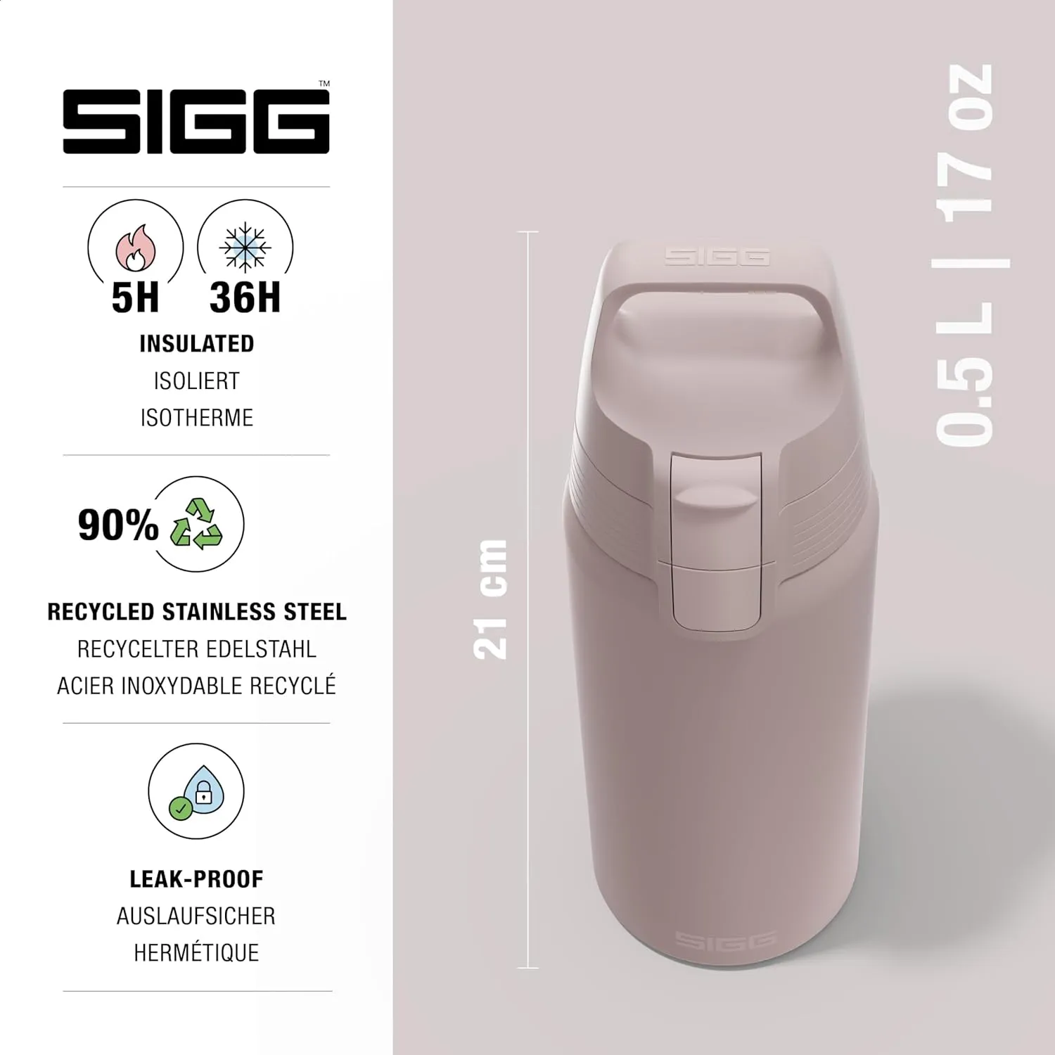 SIGG - Shield Therm- Stainless Steel Insulated Water Bottle - Carbonated Drinks, Leakproof, BPA Free, Recycled, 25, 34Oz