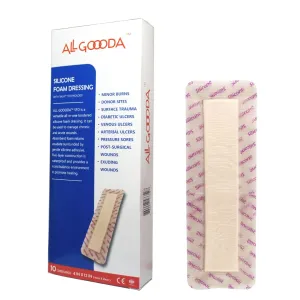 Silicone Foam Dressing 4”x12”[10 Pack] Post-Op Gentle Adhesive Border for Surgical Wound Care, Incision, Sacrum, Pressure Sore, Diabetic Ulcer, Extra Long Large Wound Bandage