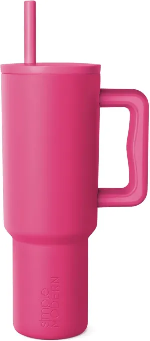 Simple Modern 40 oz Tumbler with Handle and Straw Lid | Leak-Proof Insulated Stainless Steel Water Bottle Travel Mug Cupholder Use | Gifts for Women Men Him Her | Trek Signature | Berry