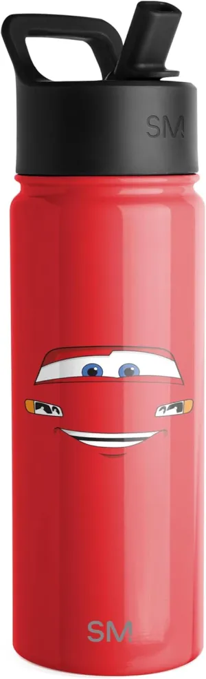 Simple Modern Kids Summit Water Bottle with Straw Lid | Disney Pixar Lightning McQueen 18oz Stainless Steel Cup Insulated Tumbler for Boys, School | Cars Ka-chow