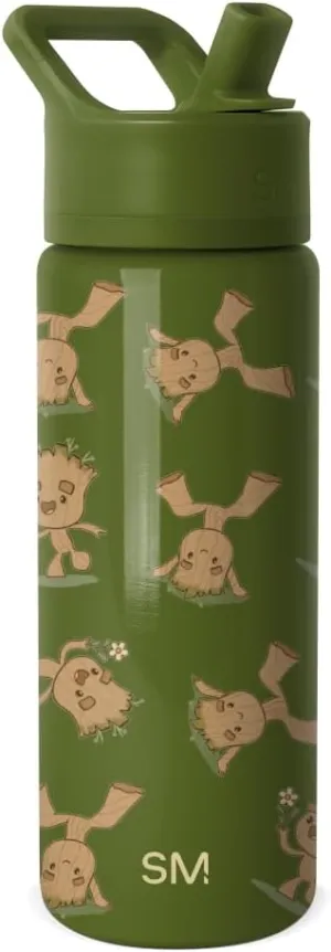 Simple Modern Kids Summit Water Bottle with Straw Lid | Marvel 18oz Stainless Steel Cup Insulated Tumbler for Boys, Girls, School | I Am Groot
