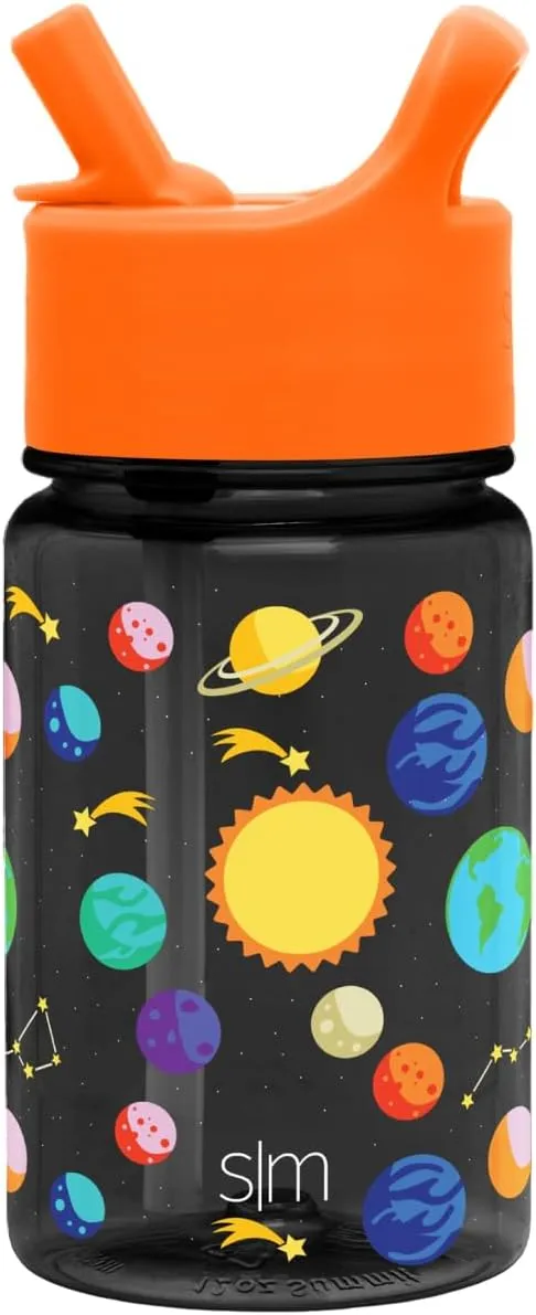 Simple Modern Kids Water Bottle Plastic BPA-Free Tritan Cup with Leak Proof Straw Lid | Reusable and Durable for Toddlers, Boys | Summit Collection | 12oz, Solar System