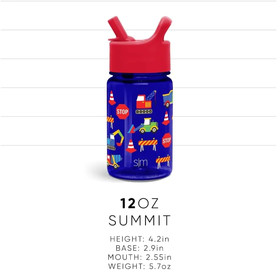 Simple Modern Kids Water Bottle Plastic BPA-Free Tritan Cup with Leak Proof Straw Lid | Reusable and Durable for Toddlers, Boys | Summit Collection | 12oz, Solar System