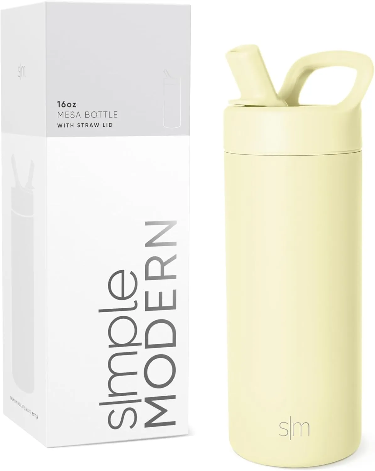 Simple Modern Kids Water Bottle with Straw lid | Insulated Stainless Steel Thermos | Reusable Water Bottles for Girls, School & Sports | Leak Proof & BPA Free | Mesa Collection | 16oz, Buttercup
