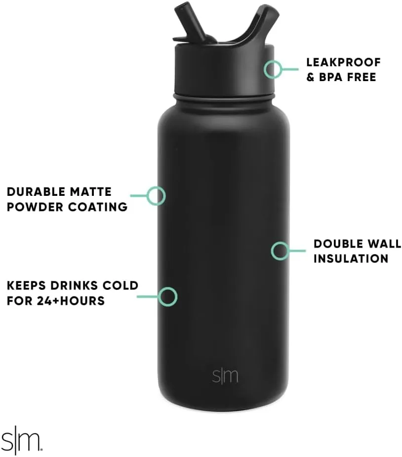 Simple Modern Officially Licensed NBA Water Bottle with Straw Lid Insulated Stainless Steel Thermos Gift | Summit Collection | 32oz